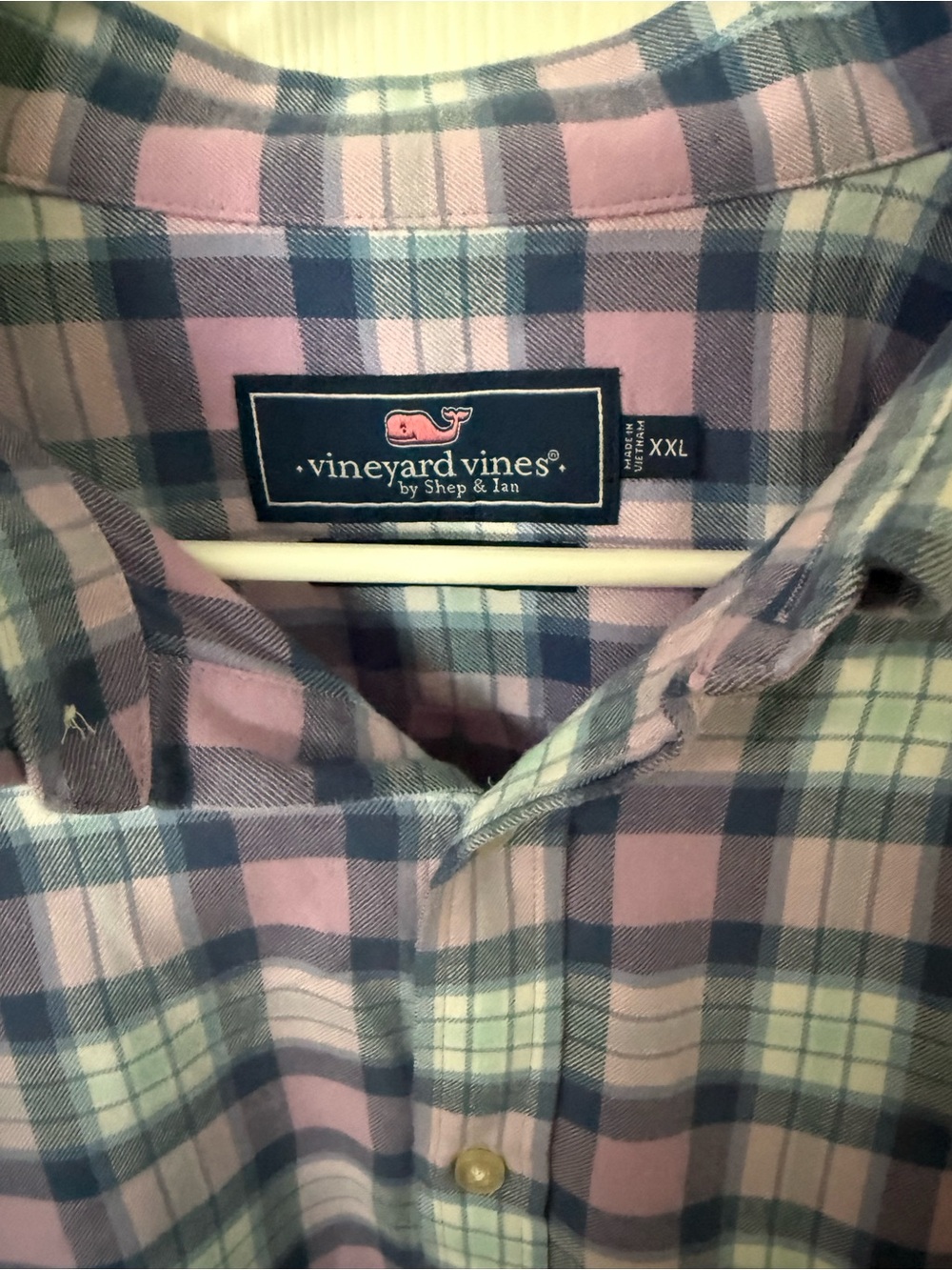 Vineyard Vines Pink and Navy Plaid Button-Down Shirt